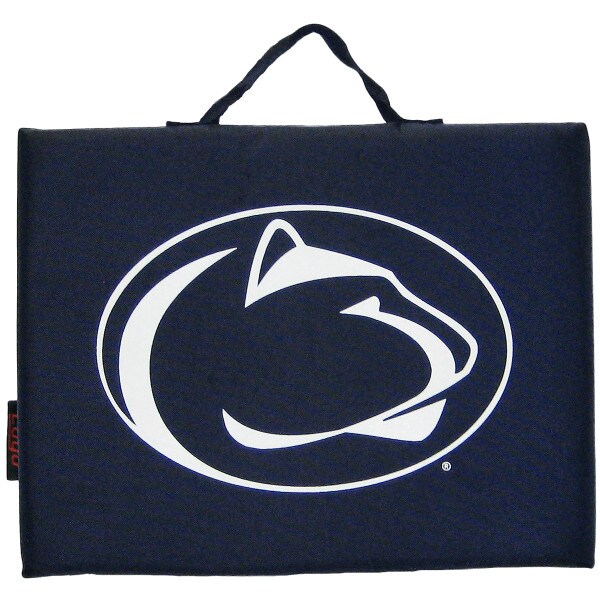 navy stadium cushion with Penn State Athletic Logo and carry handle